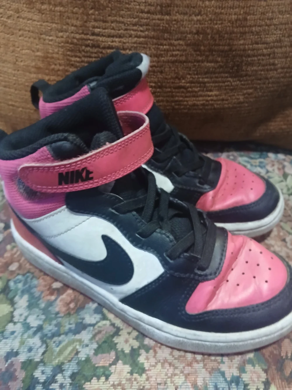 Nike Kids' High-Top Sneakers in Pink, Black & White